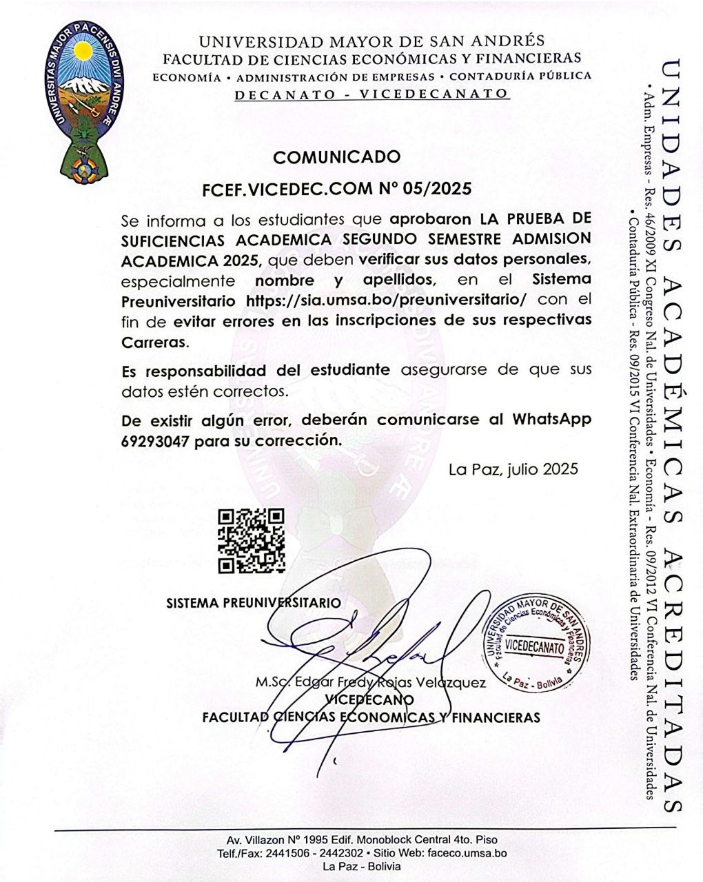 comunicado para los postulantes que aprobaron psa 2025